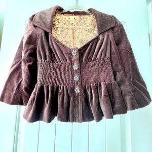 Elévenses Velvet Plum Peplum Top Sz 2 Halloween Ren Fest